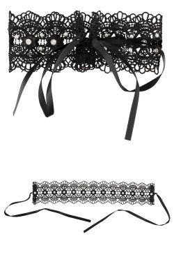 Alternative view of Cottelli Collection kirjailtu kaulanauha helmi ja strassi koristeilla