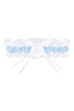 Julimex valkosininen sukkanauha ruusukkeella